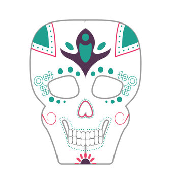 flat design mexican sugar skull icon vector illustration