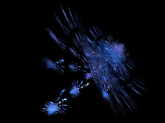 Flying fractal abstraction on a black background
