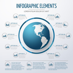 Earth globe 3D infographic template
