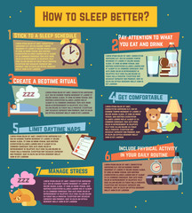 How to sleep better. Vector infographics