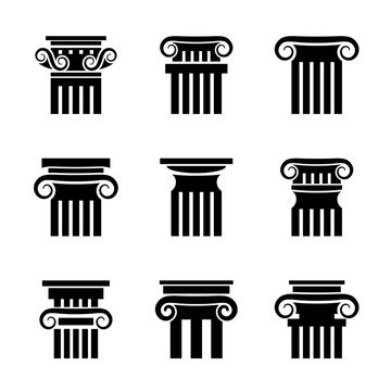Ancient columns vector icons