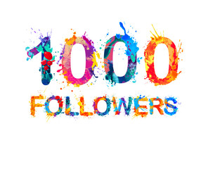 1000 (one thousand) followers - obrazy, fototapety, plakaty