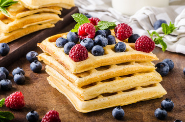 Waffles with berries homemade