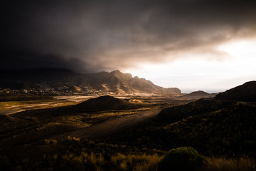 Terrific stormy sunset in Gran Canaria (Spain)