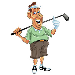 Golfer Man Cartoon Vector Illustration