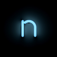 Letter n lower case blue neon alphabet collection