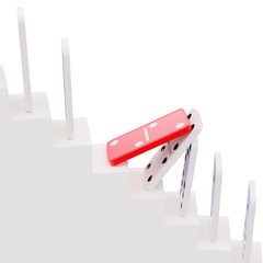 Domino effect on career ladder concept