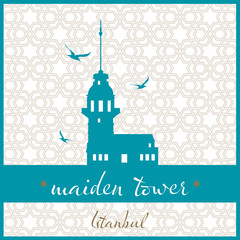 istanbul maiden’s tower logo, icon and symbol vector illustration