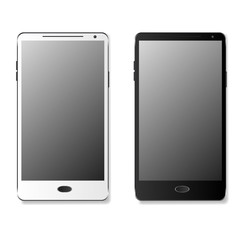 Realistic black and white smartphone isolated on white background. vector illustration