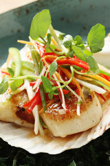 pan fried scallop shelfish appetizer