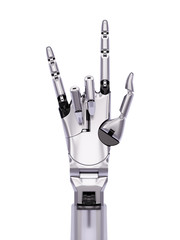 Metal Robot Hand Horn Music Gesturing 3d Illustration
