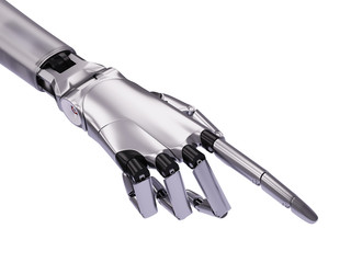 Robotic Hand Pointing or Touching Something 3d Illustration Concept