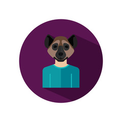 Human avatar with hyena head
