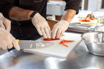 Fototapeta na wymiar culinary workshop. paella cooking 