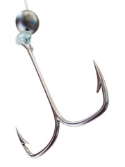 Double fishing hook isolated on white