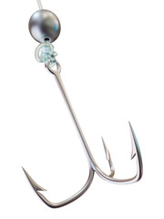 Triple fishing hook isolated on white
