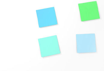 Sticky notes on white background. 3D illustration.