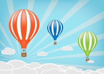 hot air balloon in the sky. vector illustration