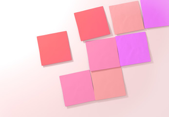 Sticky notes on white background. 3D illustration.