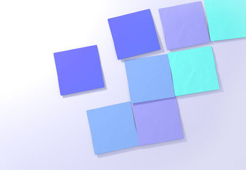 Sticky notes on white background. 3D illustration.