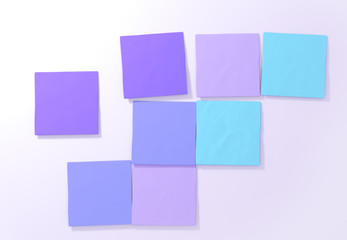 Sticky notes on white background. 3D illustration.