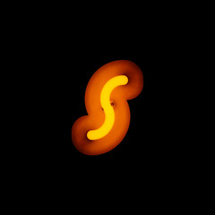 Naklejka premium Neon Letter s lower case red rounded neon alphabet