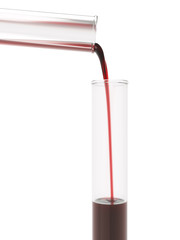 Red liquid in laboratory glassware