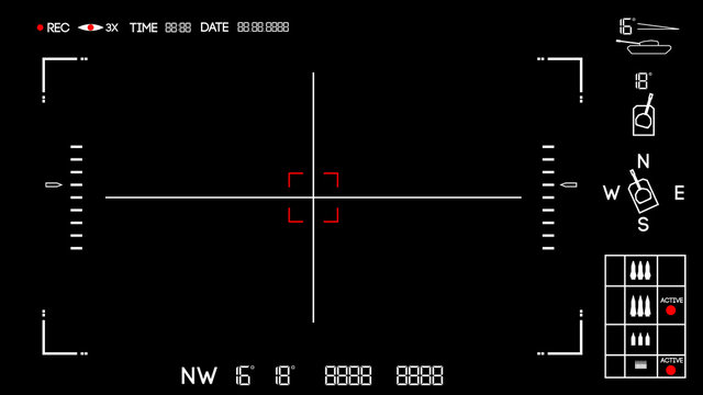 Tank attack. Vector template frame for video footage \ photo.