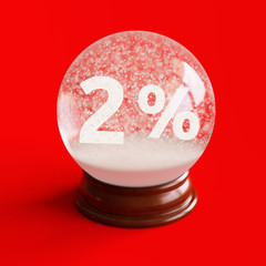Snow globe with 2 percent discount title inside