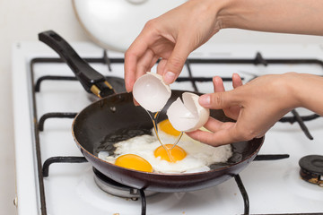 Fried egg in a frying pan