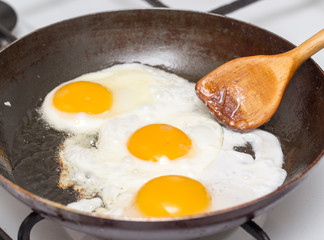 Fried egg in a frying pan