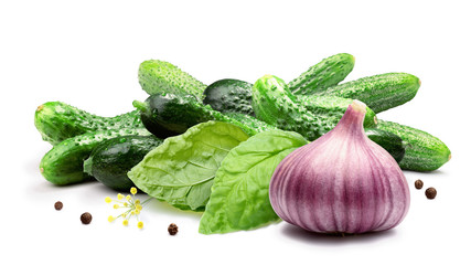 Garlic dill basil pickles, clipping paths