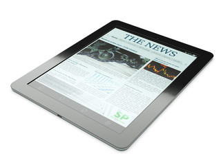 Black tablet PC with newspaper app