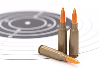 Shooting range and target concept 3d illustration