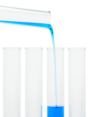 Pouring liquid in laboratory glassware