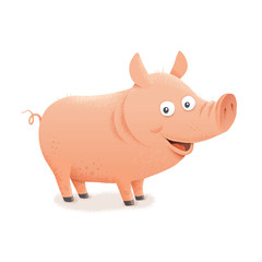 Pig character. Farm animal. Vector hand drawn eps 10 clip art illustration isolated on white background. Children's book design element. Picture book illustration.