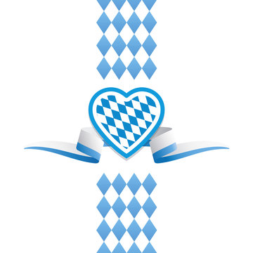 Oktoberfest heart Bavaria flag ribbon background