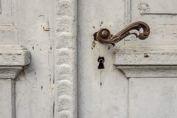 Closeup rusty doorknob