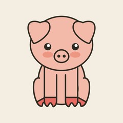 cute pig tender isolated icon