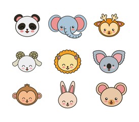 set animals cute tender isolated