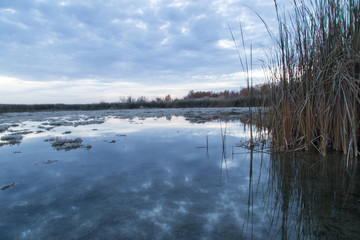 a beautiful sunset on the lake