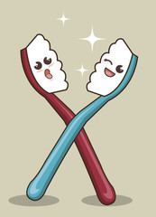 toothbrush funny character icon vector illustration graphic