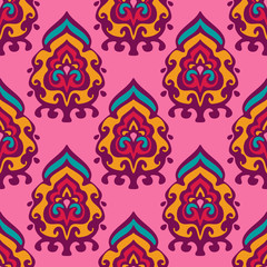 Damask vector festive yellow abstract seamless pattern