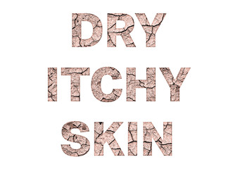 Dry Itchy skin word concept on white background