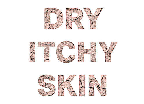 Dry Itchy Skin Word Concept On White Background