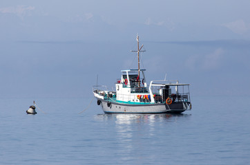 boat on the surface of the water in the sea