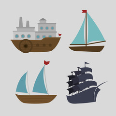 boats styles set icon vector illustration graphic