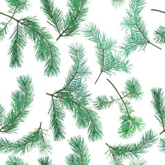 Naklejka na ściany i meble seamless background from blue pine branches