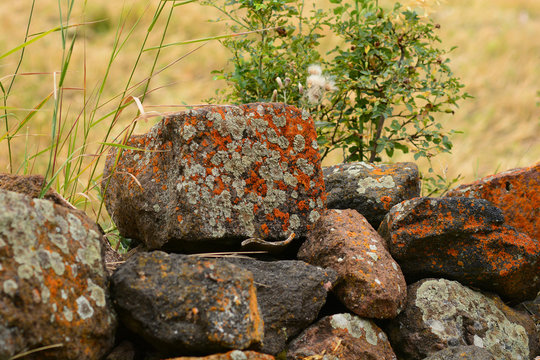 Nature landscape with big stones in the foreground, Armenia