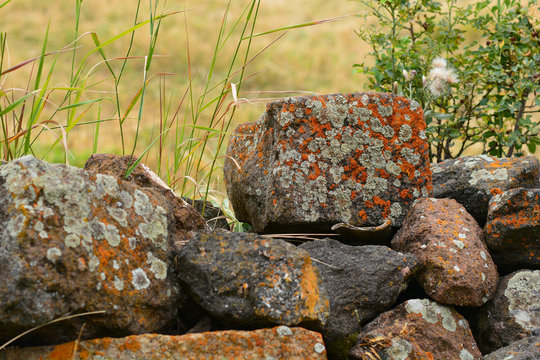 Nature landscape with big stones in the foreground, Armenia